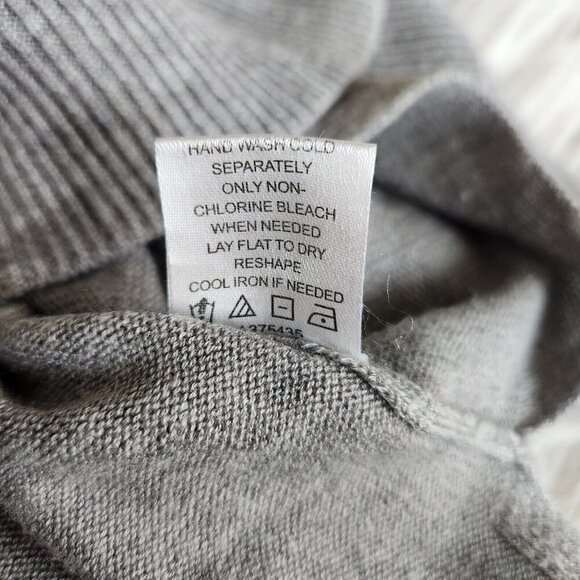 Laurie Felt Sweater XL Cashmere Blend Intarsia V-Neck Heather Grey Hearts - Picture 10 of 15